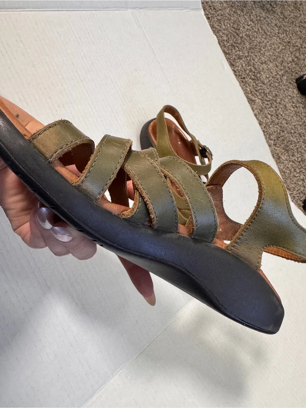Chacos Green Leather Strappy Outdoorsy Sandals Womens 7 Comfort Hiking